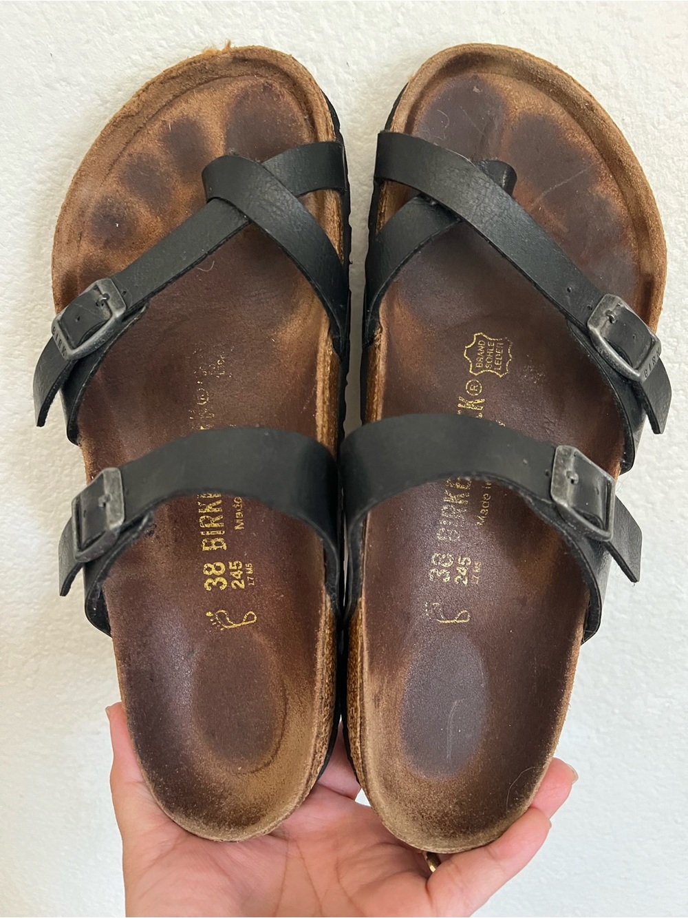 Birkenstock Mayari Birko-Flor Black Sandals Size 38 L7-7.5